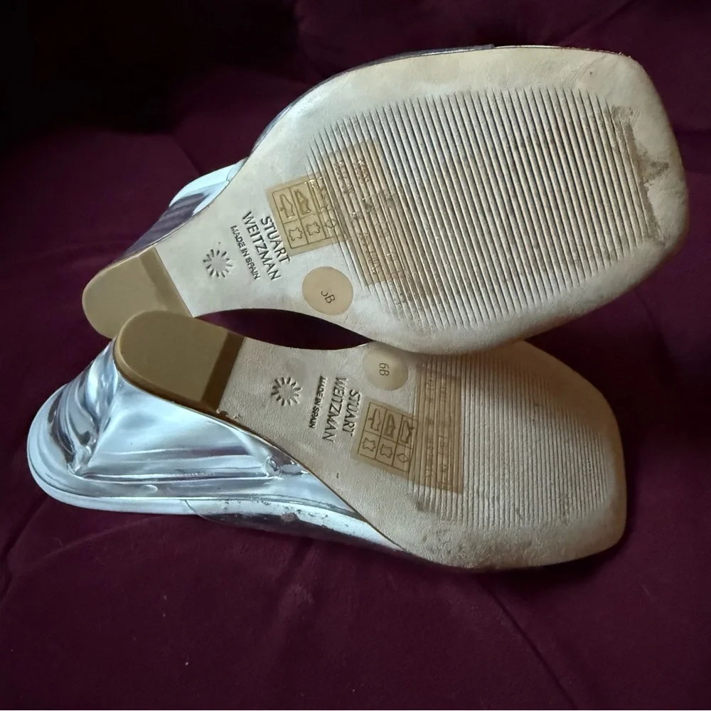 Stuart Weitzman - Tia 100 Lucite Wedge Sandal - Women’s 6 - Picture 5 of 6
